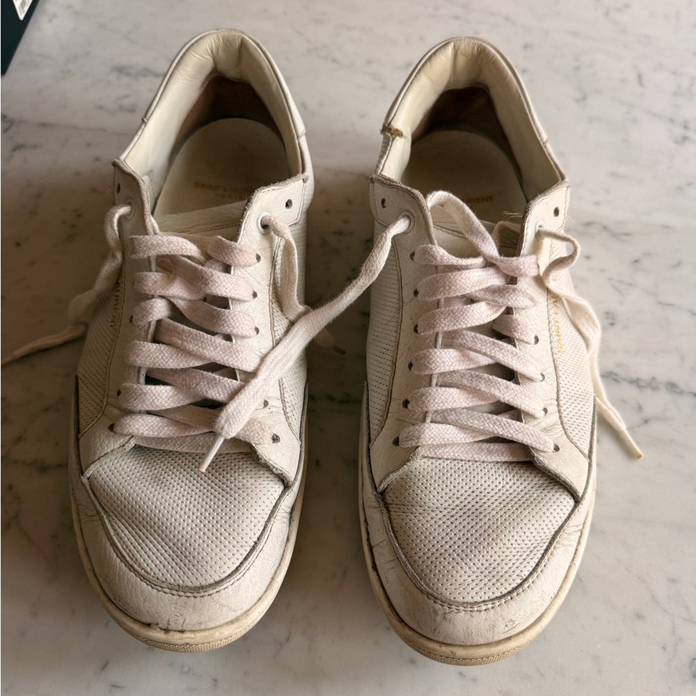 Saint Laurent Off-White Leather Sneakers